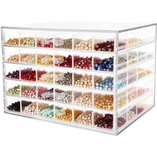 Ohrringe Aufbewahrung,Schmuckaufbewahrung Acryl Transparent,Schmuck Organizer Mit 5 Schubladen Und 120 FäChern,Schmuckkasten FüR Ohrringe Ringe Perlen AnhäNger,Staubdicht,Platzsparend,FüR Schminktisch