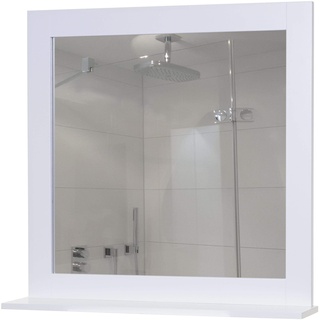 Mendler Wandspiegel HWC-F75, Badezimmer Badspiegel Spiegel, Ablagefläche Landhaus 58x59x12cm weiß