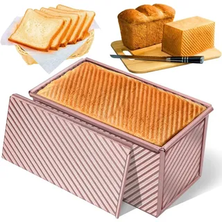 FELIXLEO Brotbackform Toastbrot Backform mit Deckel, Roségold, Antihaft, 550g