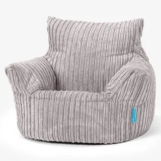 Lounge Pug Klein Kindersessel Sitzsack für 1-3 Jahren, Silbergrau Cordstoff, Mini-Sessel Kinderstuhl Kuschelsessel, Kindermöbel für Kinderzimmer