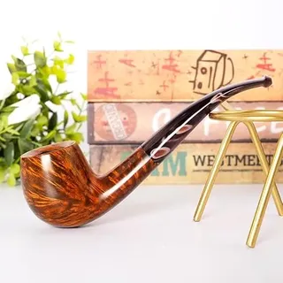MUXIANG Bruyere Tabakpfeife mit 9 mm Filter und buntem Stiel AA0390 (Gold)
