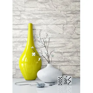 Newroom Vliestapete weiß Tapete Ziegelstein Stein, Steintapete Weiß Grau Steintapete Ziegelstein Backstein Mauerwerk Klinker Stein Tapete Steinoptik Wohnzimmer, Backstein weiß