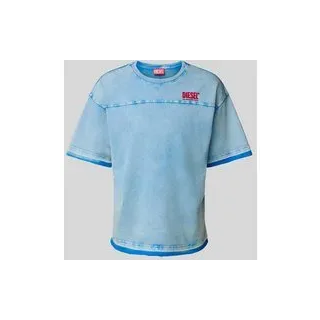 Relaxed Fit T-Shirt in Denim-Optik, Jeansblau, M