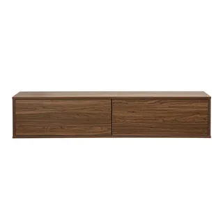 Wand-TV-Möbel dunkles Holz Nussbaum-Finish B140 cm FLEXO