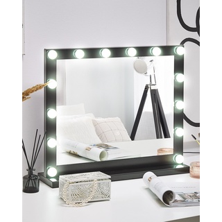 Badspiegel mit LED-Beleuchtung schwarz rechteckig 50 x 60 cm BEAUVOIR