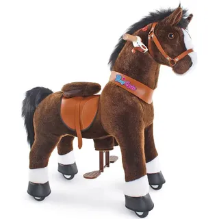 PonyCycle Pferd Tretauto dunkelbraun für Kinder von 4-7 Jahren Schaukelpferd auf Rollen mit Sound und Bremsen - Ux421 - Dunkelbraun