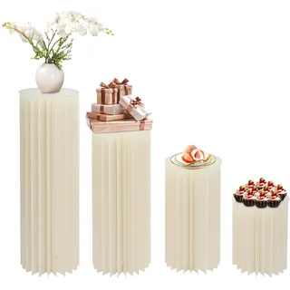 Levkitch 4 Stücken Hochzeit Karton Blumensäule Vasen,40/60/80/100cm Hoch Bodenvase Säule Faltbarer Zylinderförmige Blumenständer Dekosäule Display Tragfähigkeit 25kg (A-40/60/80/100cm)