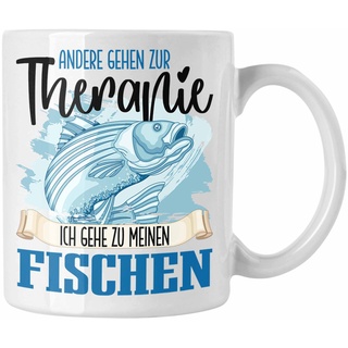 Trendation - Angler Tasse Geschenk für Fisch Besitzer Therapie Lustiger Spruch Geschenkidee (Weiß)