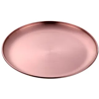 Buyer Star Edelstahl Teller, 30cm Edelstahl Platten, Metall-Speiseteller für Steaksalat, Dessertteller, Edelstahlteller Rund Servierteller für Camping Picknick Küche Grillen Party -1 Stück Roségold