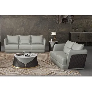 Xlmoebel Polstergarnitur Elegante Ledersofa-Garnitur in modernem Design für hohen Sitzkomfort, (Sofagarnitur 3+2 Sitzer), Hergestellt in Europa grau
