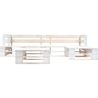 vidaXL 4-tlg. Garten-Paletten-Sofagarnitur Holz Weiß