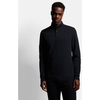bugatti Langarm-Poloshirt mit Stehkragen blau 4XL