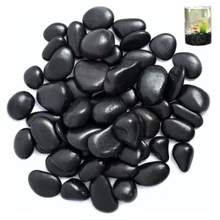 Kieselsteine, 2-4 cm Schwarz Garten Kiesel, 1kg Polierte Schwarz Kieselsteine, Ziersteine, Flusssteine Pflanzen, Dekosteine Poliert, für Landschaftsbau, Heimdekoration, Handwerk, Kunstprojekte