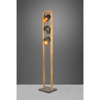 Stehlampe TRIO LEUCHTEN "Bell" Lampen Gr. Höhe: 150,0 cm, grau (nickelfarben) Standleuchte Stehlampe Standleuchten 3-flammig mit Schirmen in Glocken-Optik, Holz-Nickel-Antik Kombination