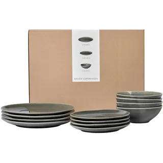 Broste Copenhagen Nordic Rain Geschirrset 12tlg grau
