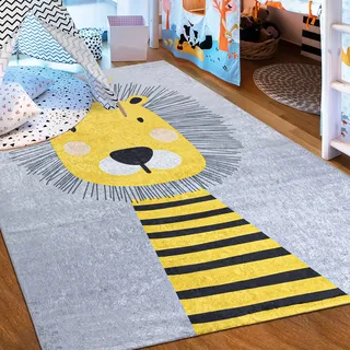 Mazovia Spielteppich Kinderzimmer 120x170cm Anthrazit Grau Teddybär Elegant | Kinderteppich für Schlafzimmer Spielzimmer Jungen Pflegeleicht Maschinenwaschbar Rutschfest Allergikerfreundlich Wetterfest