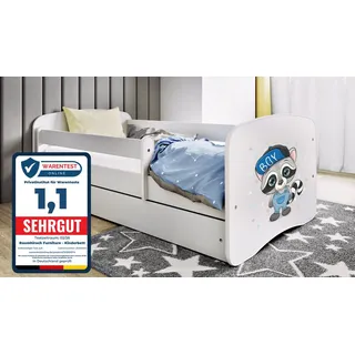 raumhirsch furniture Kinderbett Waschbär 70 x 140 cm Holz weiß