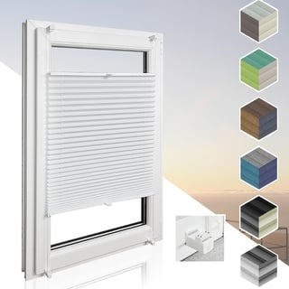 Home-Vision® Premium Plissee Faltrollo ohne Bohren mit Klemmträger / -fix (Weiß, B150cm x H120cm) Blickdicht Sonnenschutz Jalousie für Fenster & Tür