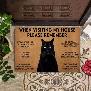 NA Fussmatte innen Schwarze Katze, wenn Sie Mein Haus besuchen, erinnern Sie Sich an die Fußmatte, lustiges Katzenhaus-Fußmatten-Sprüche-Geschenk deko Wohnzimmer