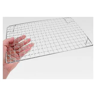 Edelstahl Grillrost mit Füßen 28 x 18 cm Rechteckiges Grillgitter für Holzkohlegrills und Camping