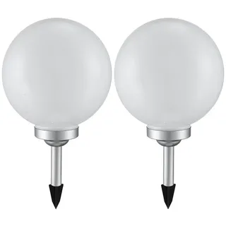 ETC Shop Solarleuchte Kunststoff 25x65 cm 2er Set weiß/silber