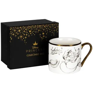 Disney Keramik-Sammlertasse „Arielle“ klassisch, mit goldenem Rand und Henkel, in Schachtel