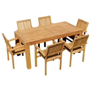 aleos Teak Set 7-tlg. Braun