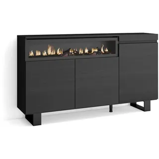 SKRAUT HOME Sideboard,, Schwarz, Holzwerkstoff, Rechteckig, 35x87x150 cm, Wohnzimmer, Kommoden - Sideboards, Sideboards