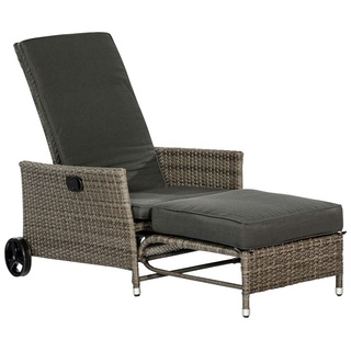 MERXX Gartensessel Komfort Deckchair (4-tlg), Stahl/Kunststoff, inkl. Auflagen grau