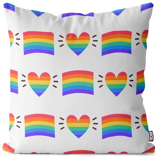 Kissenbezug, VOID (1 Stück), Regenbogen Farben Herz Flagge Herz Muster Gay pride flag parade club bunt 60 cm x 60 cm