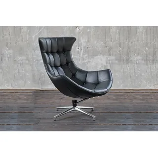 KAWOLA Drehsessel SKIO Leder 75 x 75 x 75 cm Schwarz