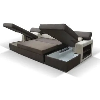 Eck Couch Polster Wohnlandschaft Ecksofa Bettkasten Bettfunktion Schlafsofa Sofa