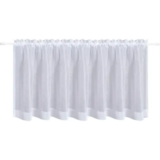 Scheibengardine GERSTER "Elke" Gr. 1, weiß, B:140cm H:50cm, Polyester, Gardinen, HxB: 50x140, mit Streifen Design