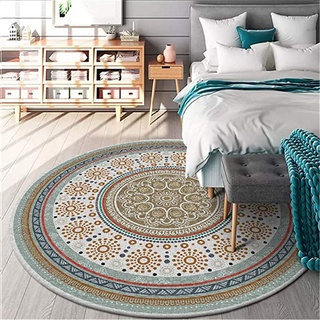 Nicole Knupfer Teppiche Mandala Runde Baumwolle Mandala Bedruckte Muster Boho Waschbar Teppich für Wohnzimmer Schlafzimmer Dekor (#B,100x100cm)