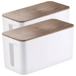 Callstel Kabelbox 23 x 11,5 x 12 cm 2-tlg. Nussbaum-Holzoptik