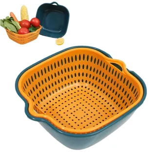 Multifunktion Küchensieb Set, Doppelte Schichte Seiher Schüssel Sieb Nudelsieb Kunststoff Abtropfsieb Ablaufbecken Abflusskorb Waschschüssel Und Sieb Aus Kunststoff Ablaufschalen Für Obst Reis