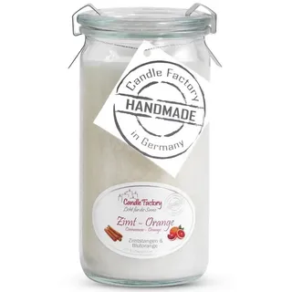 Landshop24 Duftkerze Candle-Factory Duftkerze aus Stearin im Weckglas Mini Jumbo (Duft: Zimt-Orange), brennt bis zu 70h