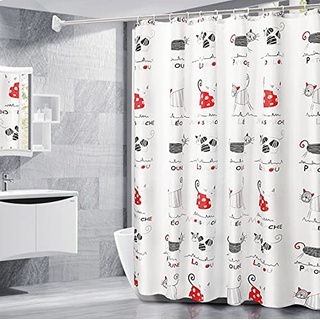 mumbi Duschvorhang Vorhang Dusche Duschvorhänge 180x200 Badewannenvorhang Ersatzvorhang Katzen lustig