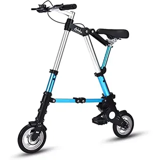 ZLYJ Mini Faltbares Fahrrad 8 Zoll Tragbares Faltrad Ultraleichtes Erwachsenes Studenten Faltrad Fahrrad Für Sport Outdoor Radfahren Reisen Pendeln(Color:Blue)