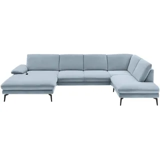 Dieter Knoll Wohnlandschaft, Hellblau, Metall, 4-Sitzer, U-Form, 344x208 cm, Fußauswahl, Stoffauswahl, Sitzqualitäten, seitenverkehrt erhältlich, Hocker Rücken echt, individuell planbar, Wohnzimmer, Sofas & Couches, Wohnlandschaften, Wohnlandschaften in U-Form