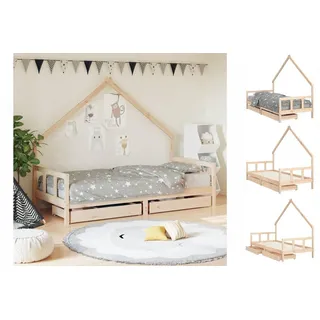 vidaXL Kinderbett Kinderbett mit Schubladen 90x200 cm Massivholz Kiefer braun