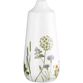 Gilde Bodenvase Wild Flowers - Keramik - Höhe 49cm x Ø 14cm - Weiß - Blumenmotiv - Kegelform - wasserdichte Vase
