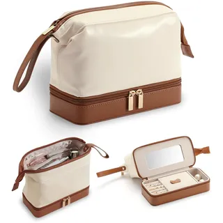 Lumayina 2-in-1 Schmuckbox und Kosmetiktasche mit Spiegel, Reise-Organizer | Integrierter Stauraum für Schmuck und Make-up, zweilagig mit Trennfächern, für Damen und Herren auf Reisen