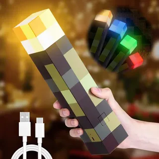 Fouvin Lampe Fackel Wandlampe 28cm, 4 Farben Wall Fackel Nachtlicht, Nachtlampe USB Wiederaufladbare LED Lichter, Led Fackel Kinder für Hand oder Wandhalterung Beleuchtung Spielzeug Geschenke