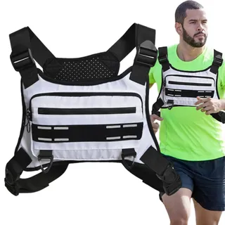 Aznever Lauf-Brusttasche - Laufwestentasche,Reflektierende Brusttasche, verstellbare, atmungsaktive Laufweste für Bergsteigen, Radfahren, Herren und Damen