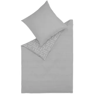 Esprit Wendebettwäsche E-Scatter Big, Anthrazit, Grau, Textil, Schriftzug, 155x220 cm, Oeko-Tex® Standard 100, hautfreundlich, angenehm wärmend, samtiger Griff, weiche und anschmiegsame Oberfläche, Schlaftextilien, Bettwäsche, Bettwäsche, Übergrößen-Bettwäsche