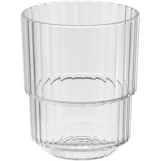 APS Trinkbecher -LINEA- Hochwertiges Tritan Kunststoff Trinkglas mit 0,15 Liter, BPA frei, stapelbar, bruchfestes Mehrweg-Glas, wiederverwendbar und spülmaschinenfest, 150 ml, crystal clear