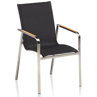 KETTLER Gartenlounge-Sessel Kettler Edelstahl Diamond Stapelsessel Garten Teak Armlehne