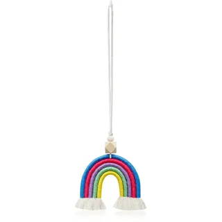 Auto Rückspiegel Anhänger,Makramee Handgewebte Regenbogen Wandbehang Kinderzimmer Wand Dekoration Autospiegel Hängendes Zubehör Hängendes Ornament Auto-Spiegel-Aufhängung Dekoration Auto-Männer Frauen