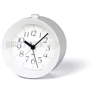Lemnos Wecker Riki/Designer Wecker Analog ohne Ticken/Reisewecker in japanischer Qualität/analoger Wecker ohne Ticken/Wecker batteriebetrieben mit Snooze & Licht – Farbe Weiß